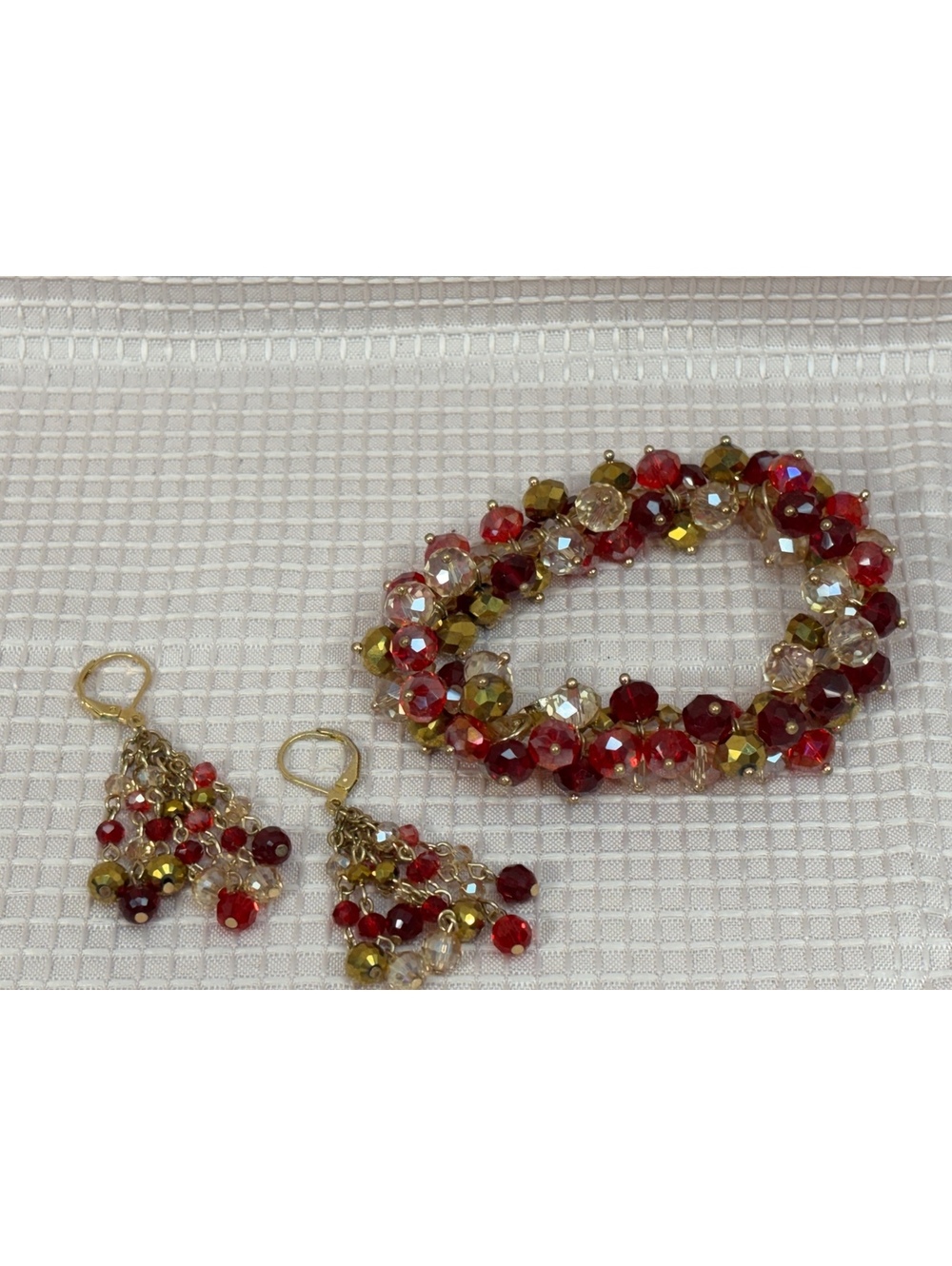 Kirks Folly "Dancing Crystal" Stretch Bracelet & Earring Set in Harvest